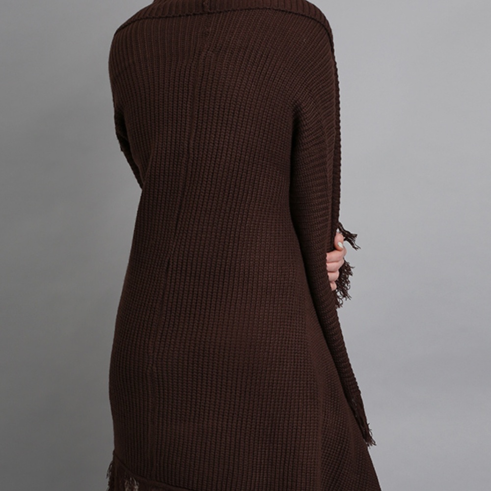 Umgee Cocoa Fringe Cardigan - Picture 4 of 4